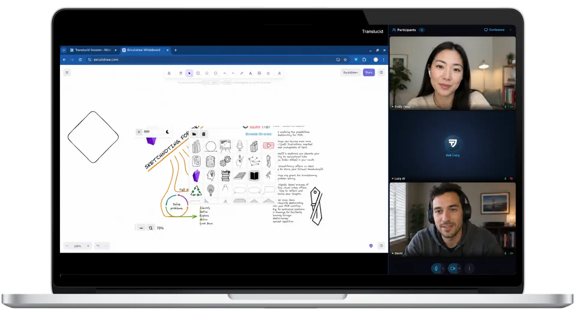 The full collaborative workspace as seen by participants inside