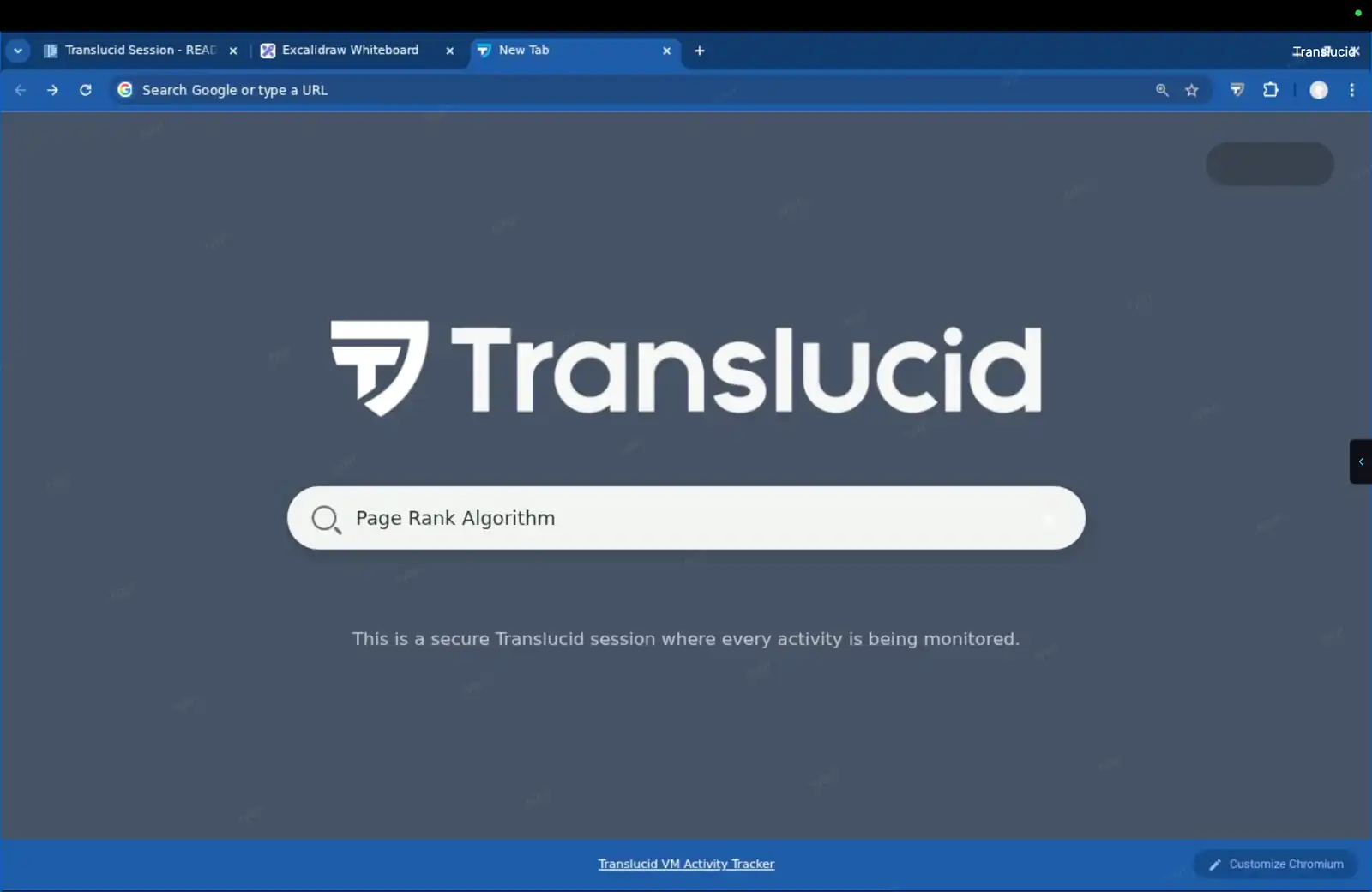 Translucid custom New Tab — Page Rank Algorithm search